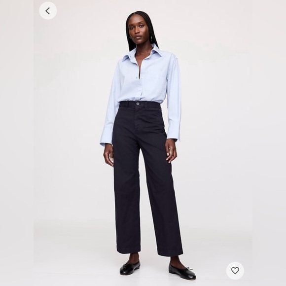 GAP High Rise Stride Wide-Leg Ankle Khakis - Black, NWT - Picture 1 of 8